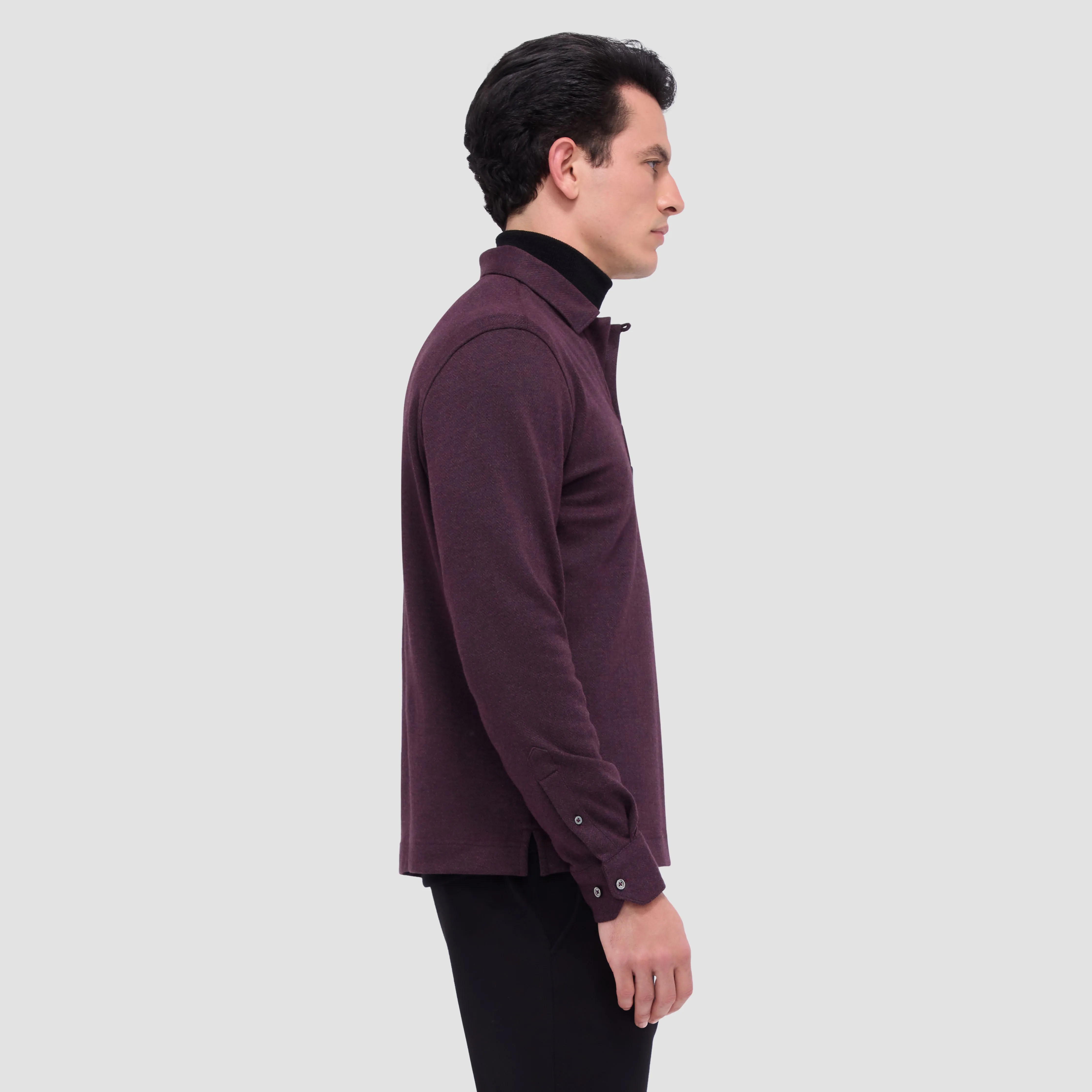Herringbone Long Sleeve Polo