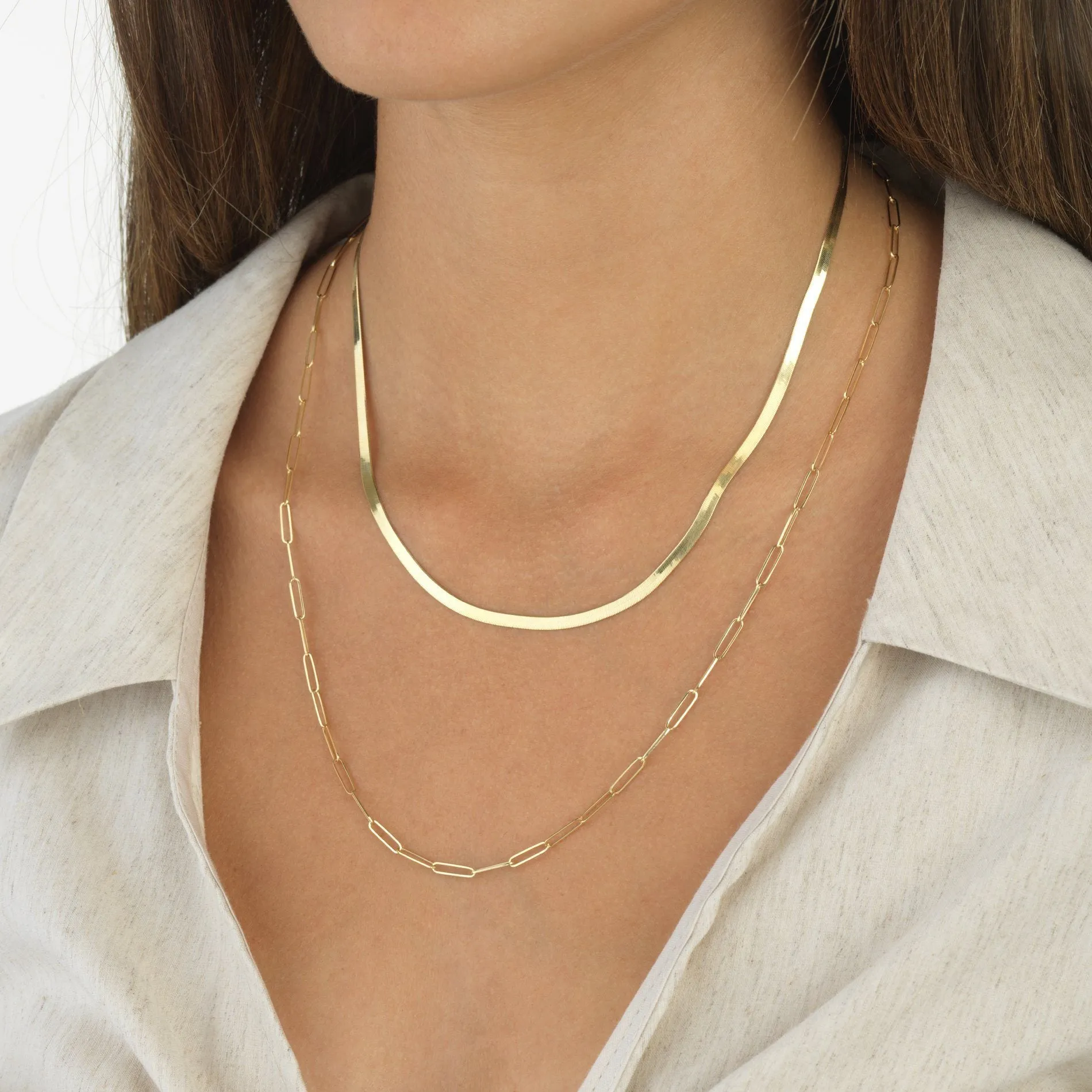 Herringbone Necklace 14K