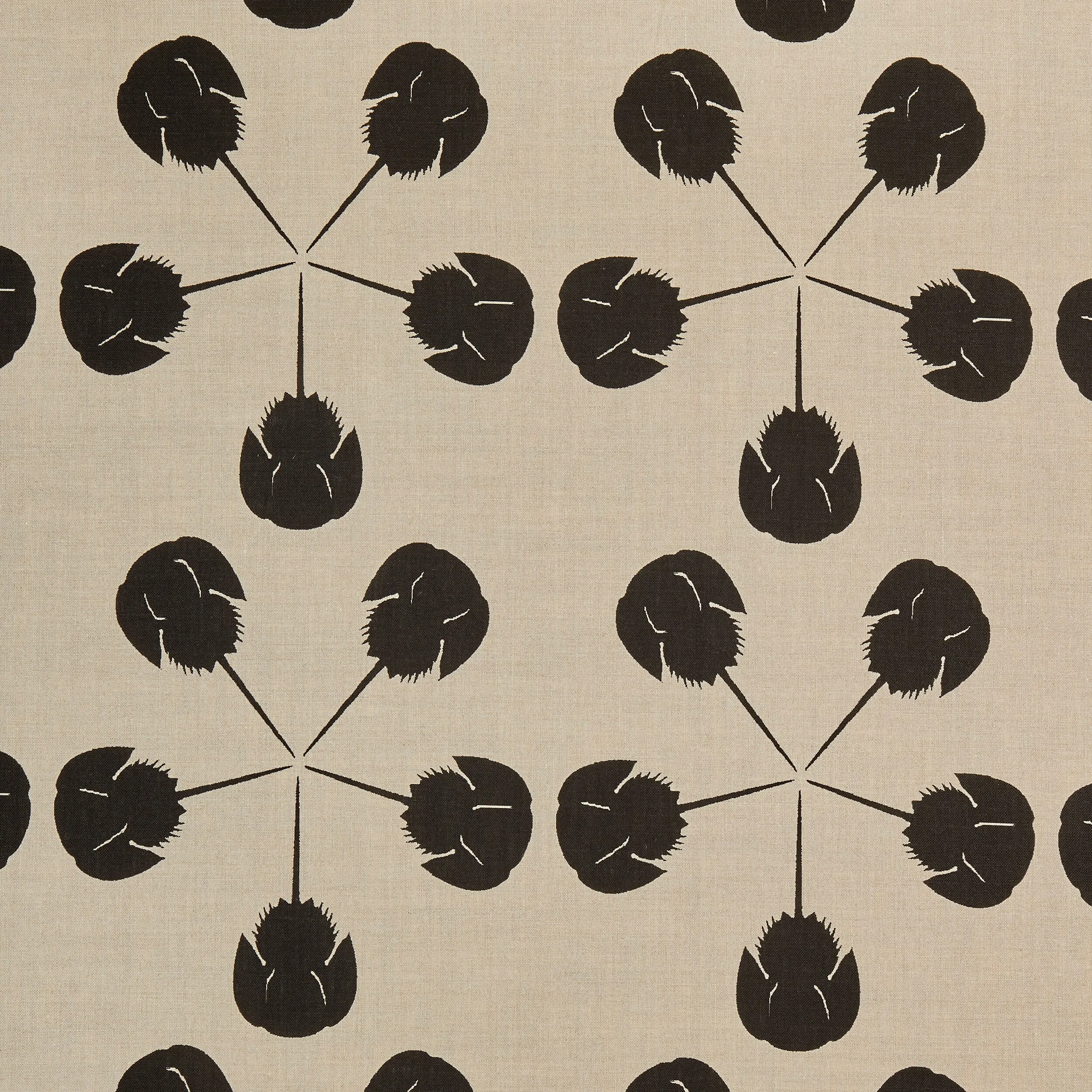 Horseshoe Crab Large Fabric - Black on Linen