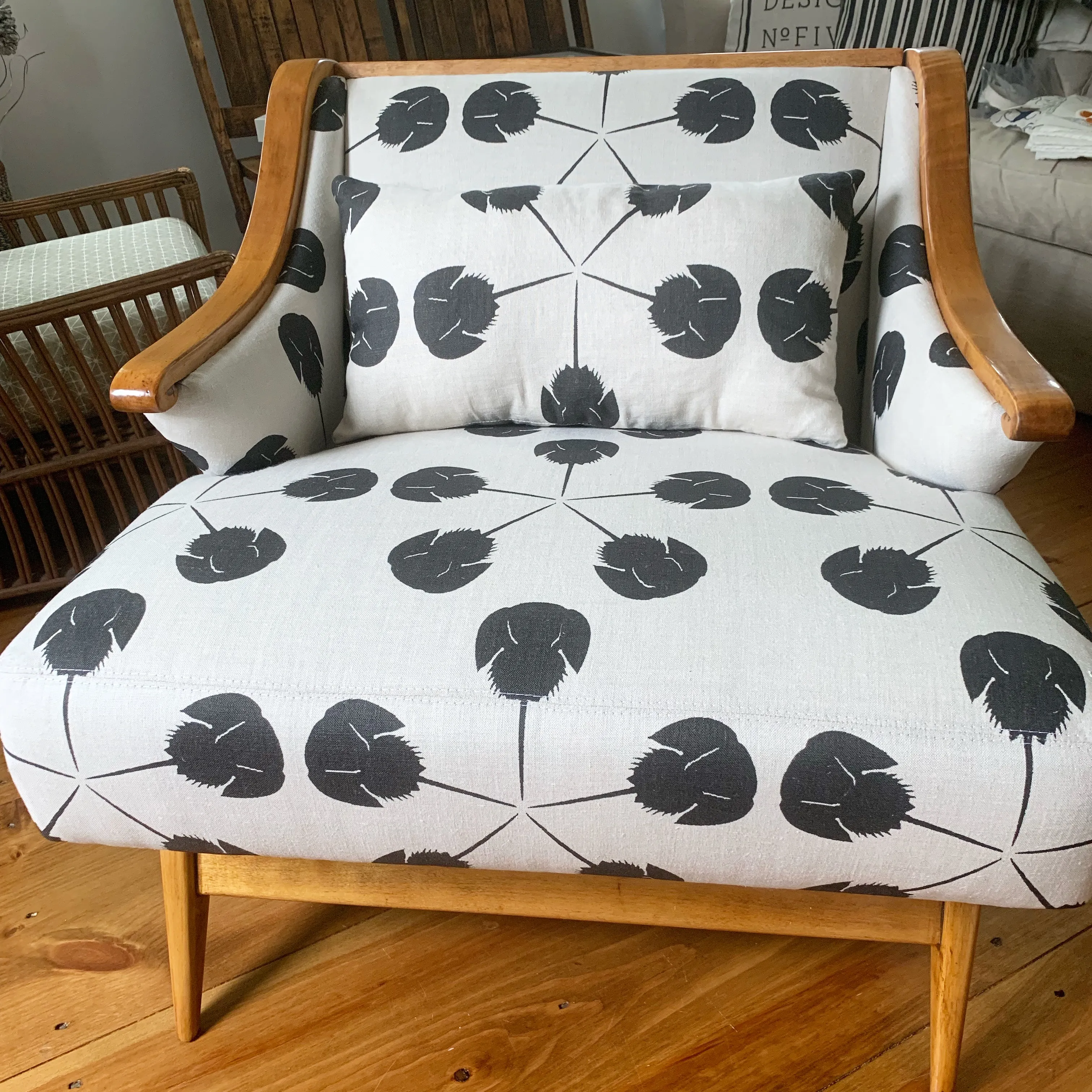 Horseshoe Crab Large Fabric - Black on Linen