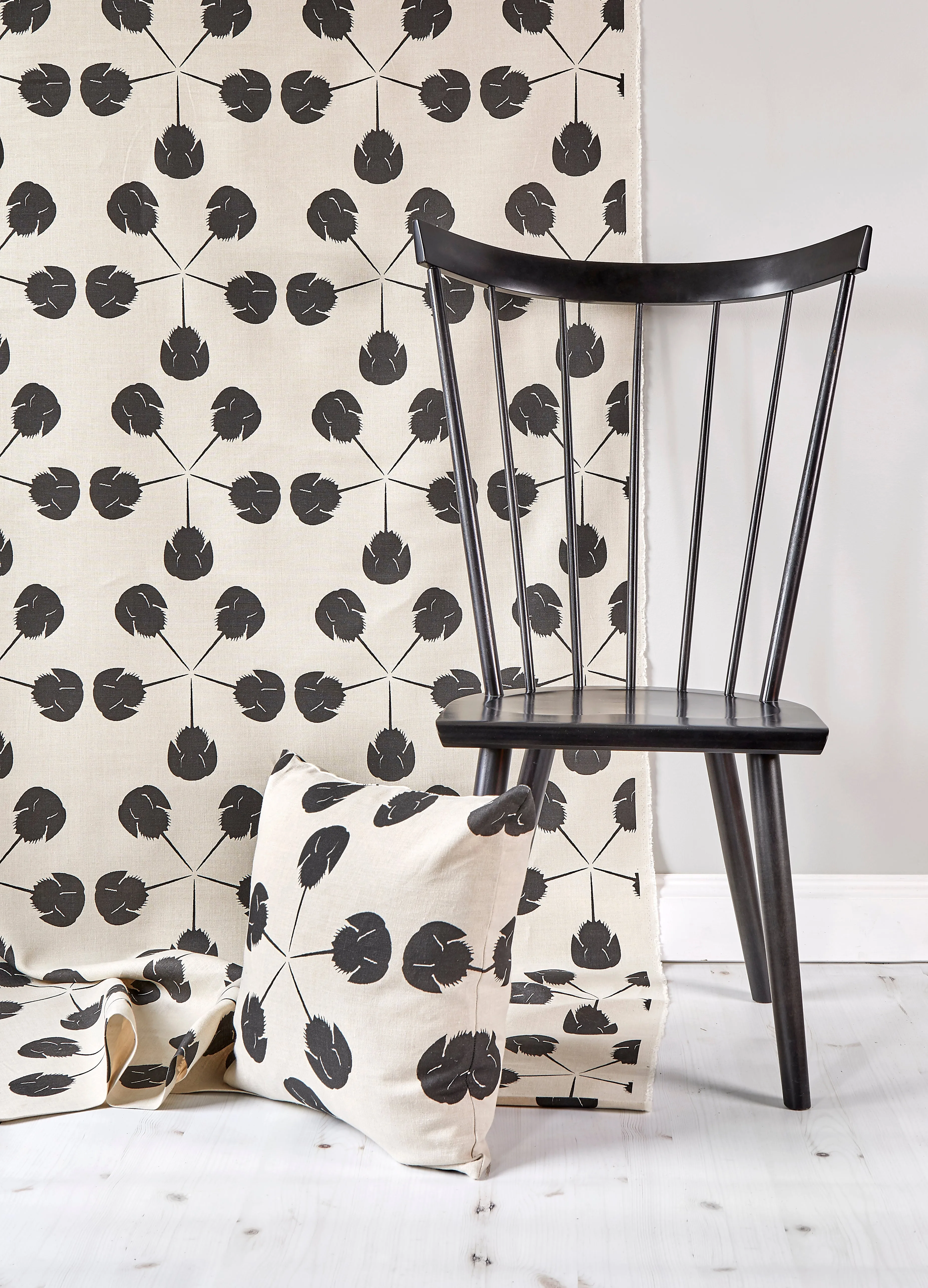 Horseshoe Crab Large Fabric - Black on Linen