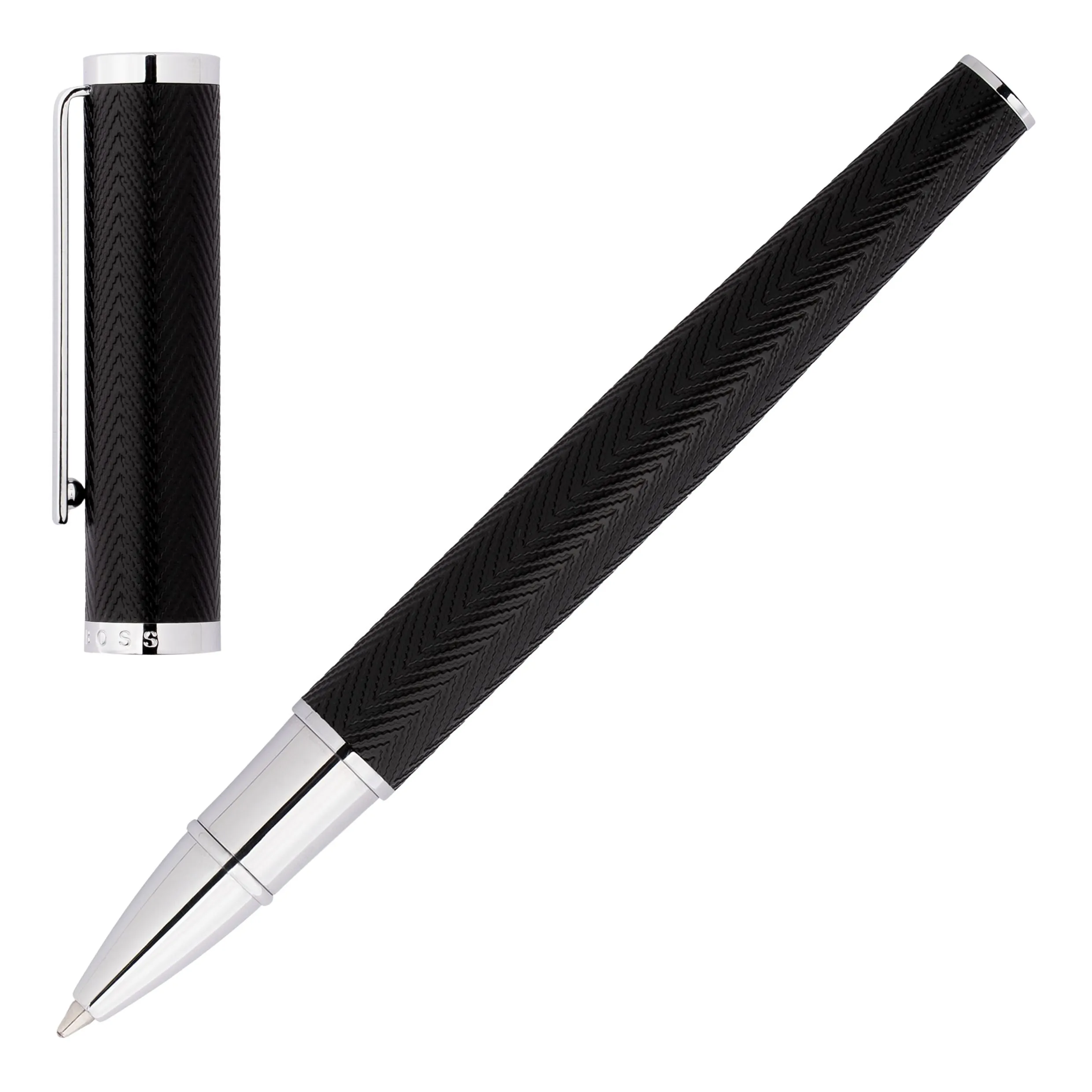 HUGO BOSS HSI1065B-Rollerball pen Formation Herringbone Chrome