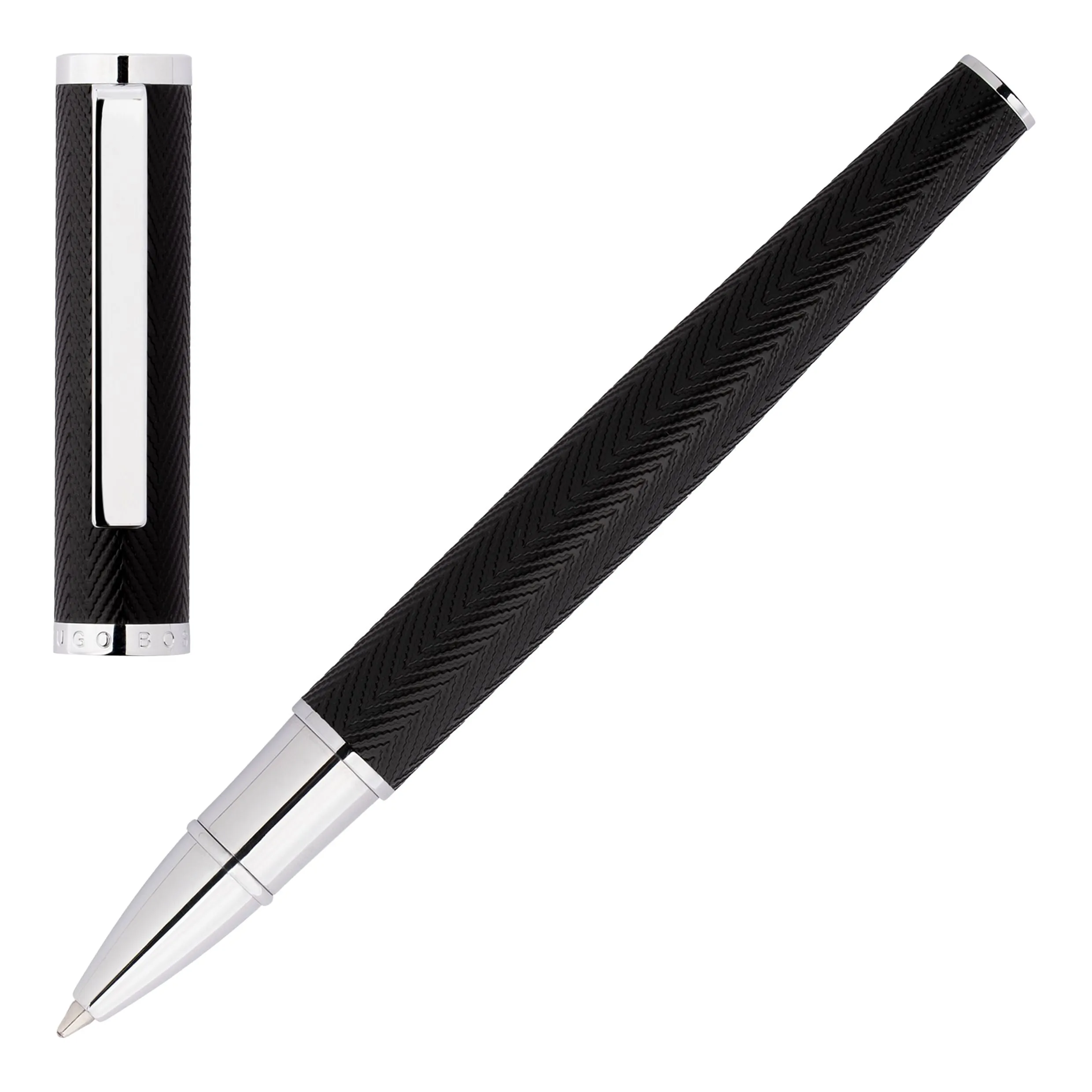 HUGO BOSS HSI1065B-Rollerball pen Formation Herringbone Chrome