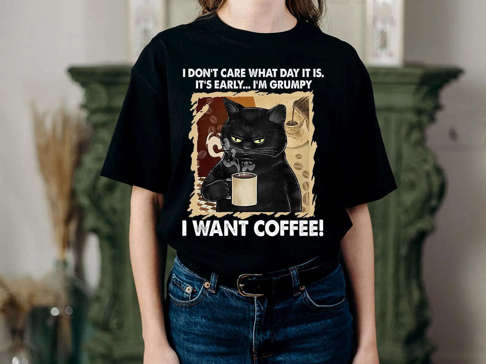 I Want Coffee-2D Black Tshirt - TT99