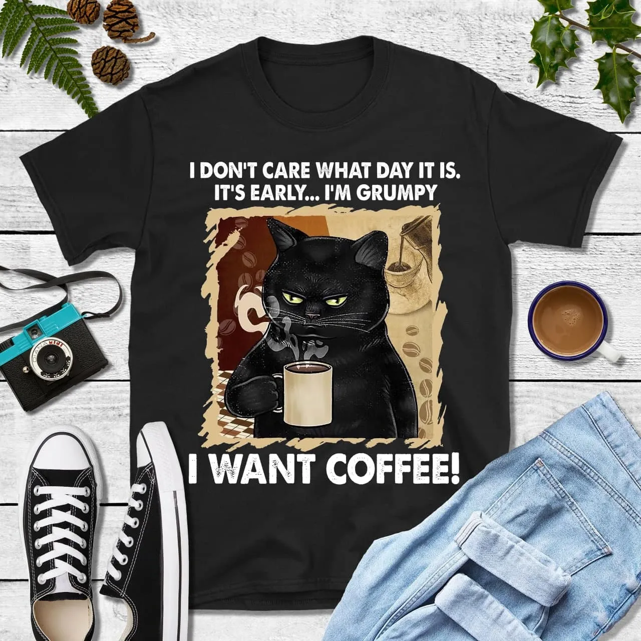 I Want Coffee-2D Black Tshirt - TT99