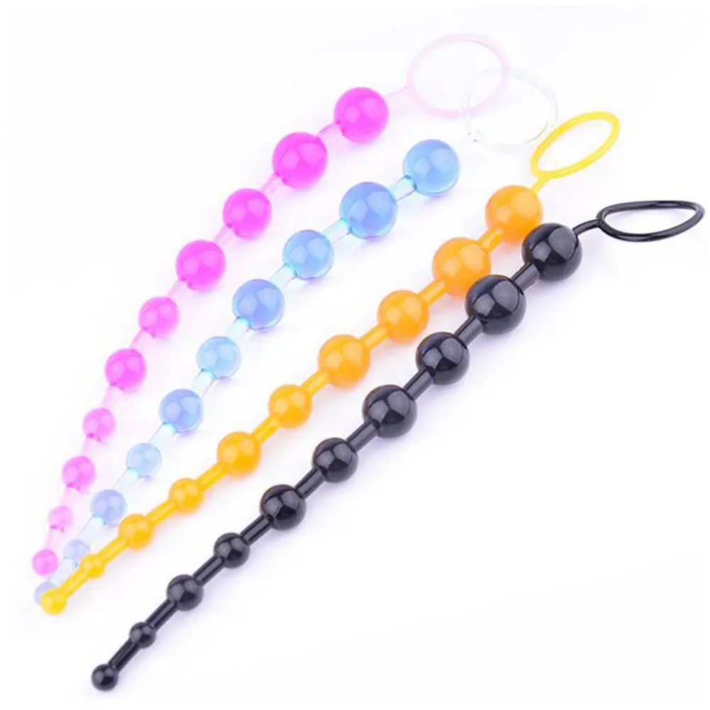 Jelly Anal Beads Orgasm Vagina Plug Play Pull Ring Ball Anal Stimulator Butt Beads  purple