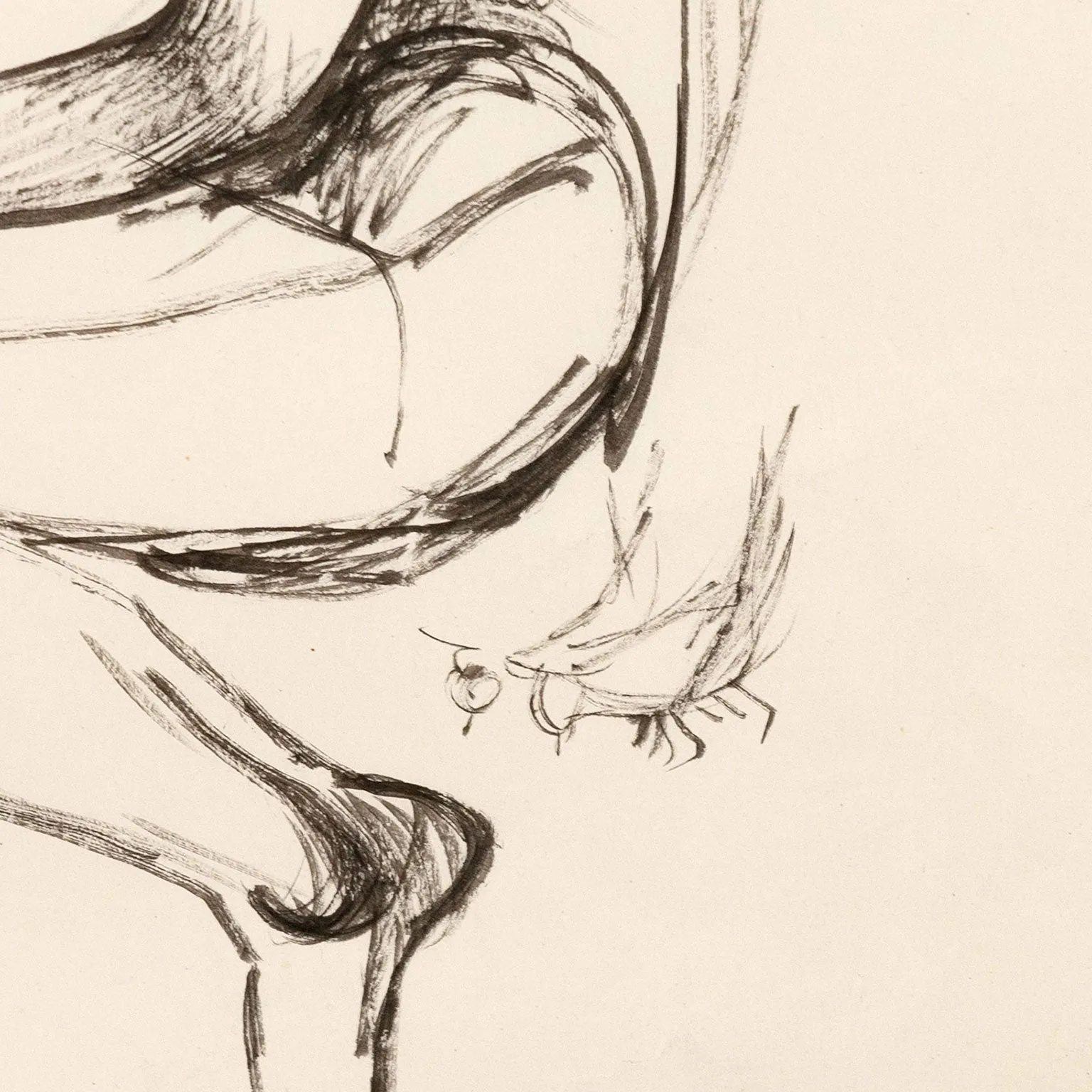 JOYCE WIELAND "GIRL WITH BIRDS" DRAWING