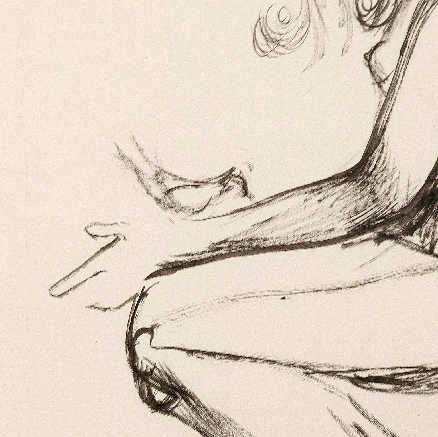 JOYCE WIELAND "GIRL WITH BIRDS" DRAWING