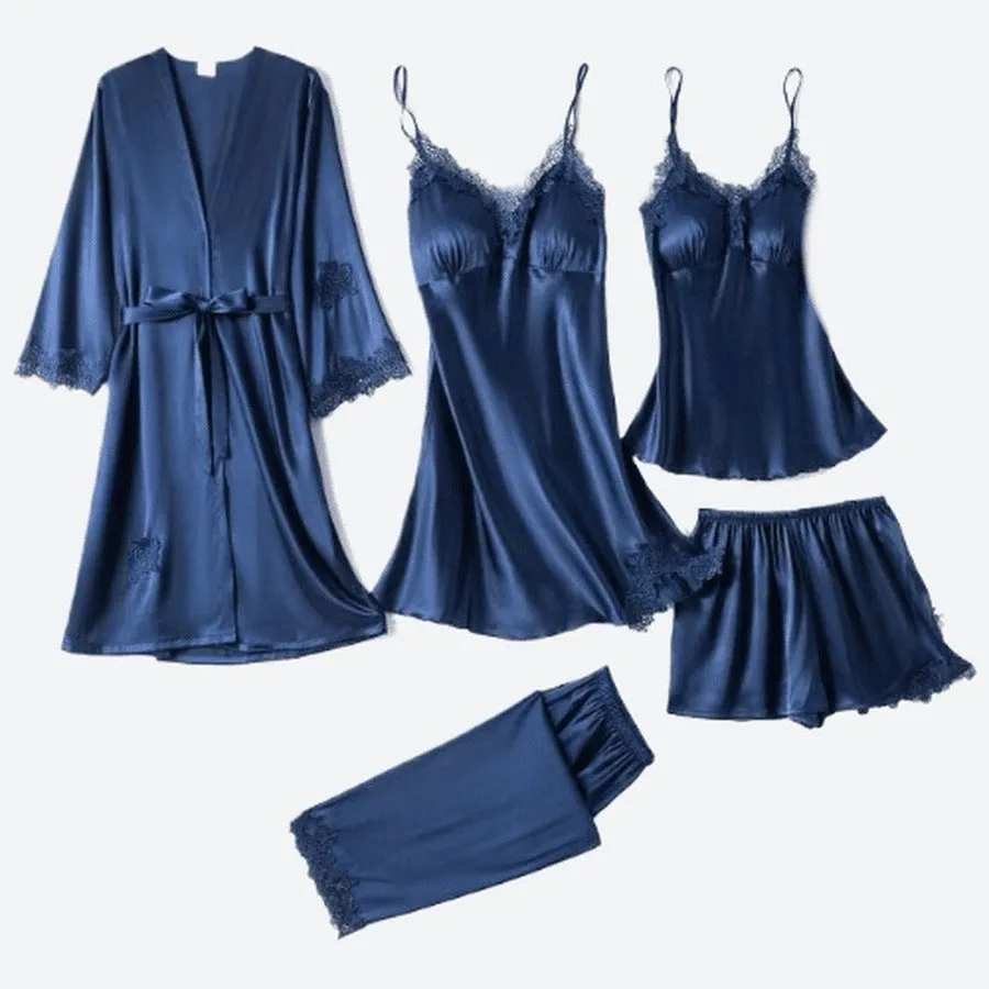 Lace Trimmed Satin Nightwear Sets