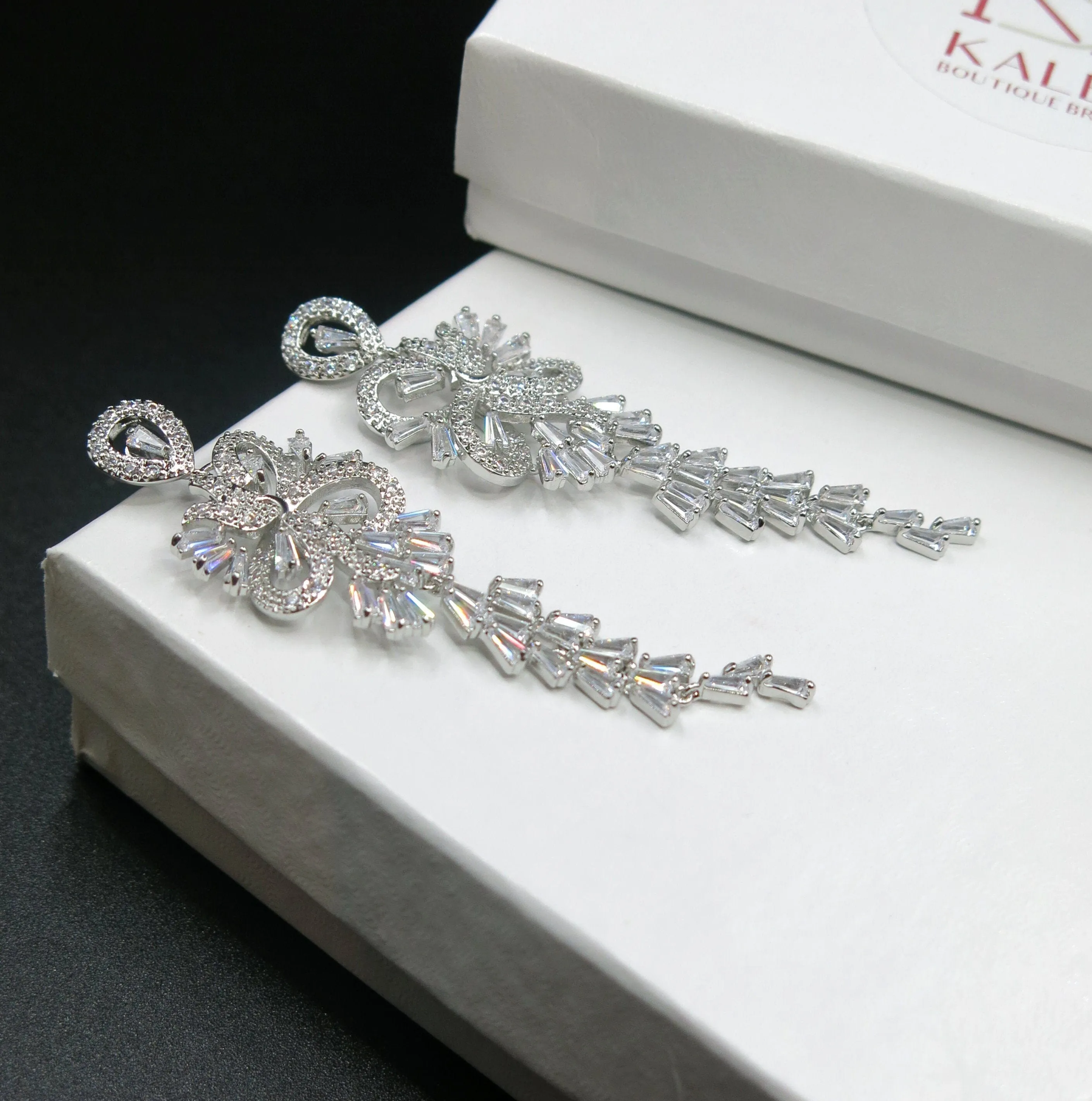 Large CZ Diamond Chandelier Earrings, Wedding Crystal Stud Earrings, Long Crystal Dangle Bridal Earrings