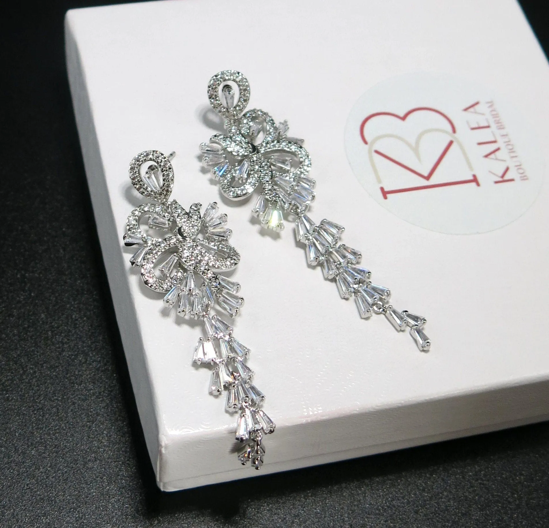 Large CZ Diamond Chandelier Earrings, Wedding Crystal Stud Earrings, Long Crystal Dangle Bridal Earrings