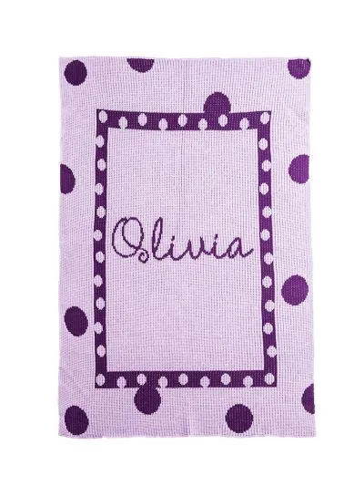 LARGE POLKA DOT & NAME STROLLER BLANKET