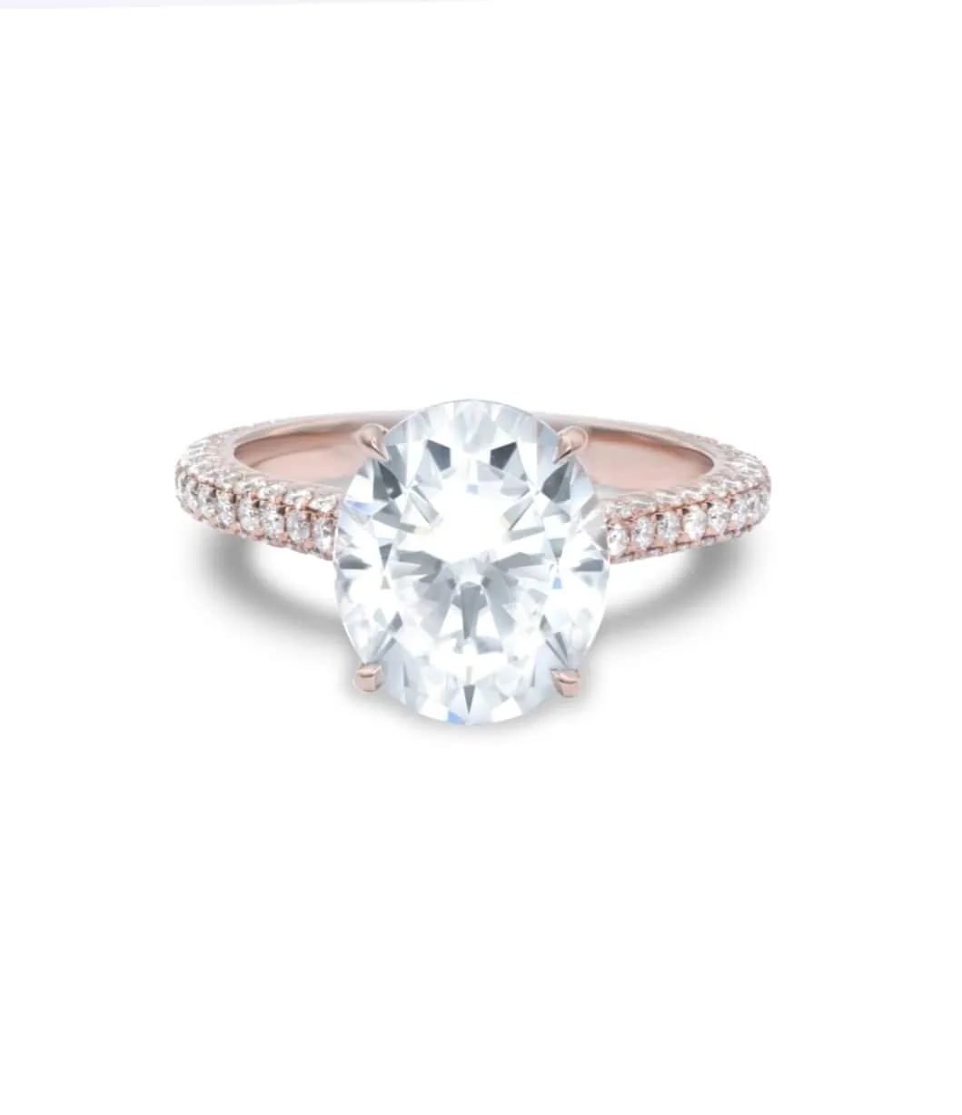 Leah Three Row Pave Engagement Ring