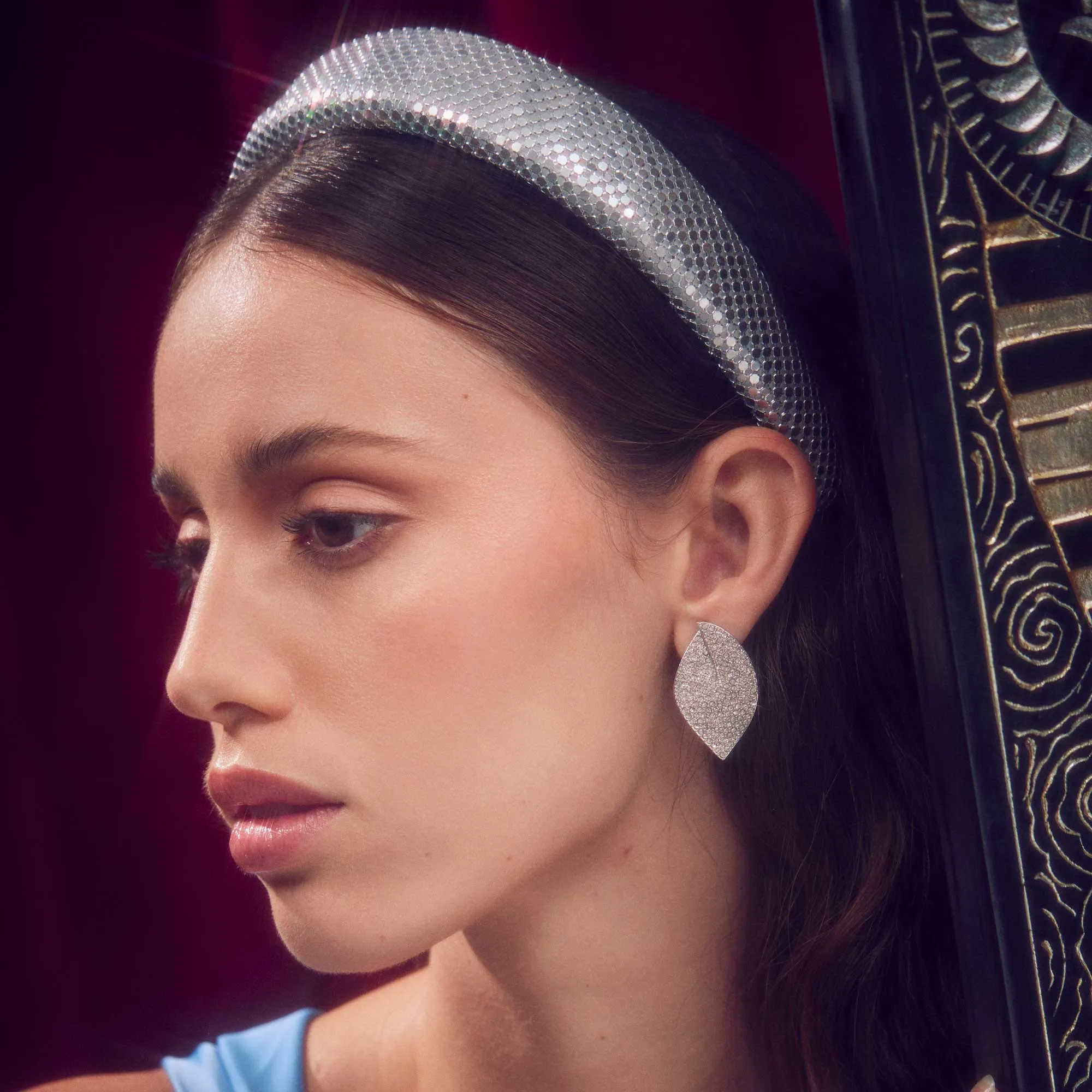 Lele Sadoughi Crystal Pavé Deco Feather Earring