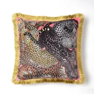 Leopard Luxury Velvet Throw Pillow Cover with Fringes