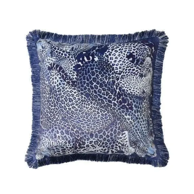 Leopard Luxury Velvet Throw Pillow Cover with Fringes