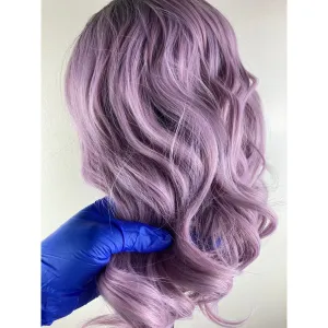Lilac Purple Wig,Short Bob Wigs,Black Roots Purple Wigs