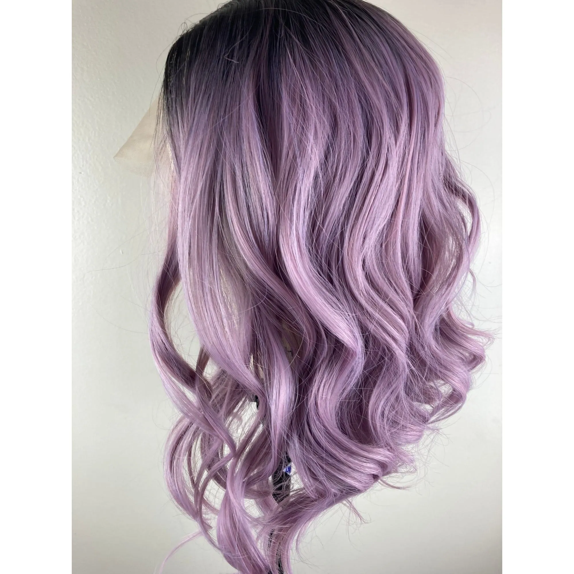 Lilac Purple Wig,Short Bob Wigs,Black Roots Purple Wigs