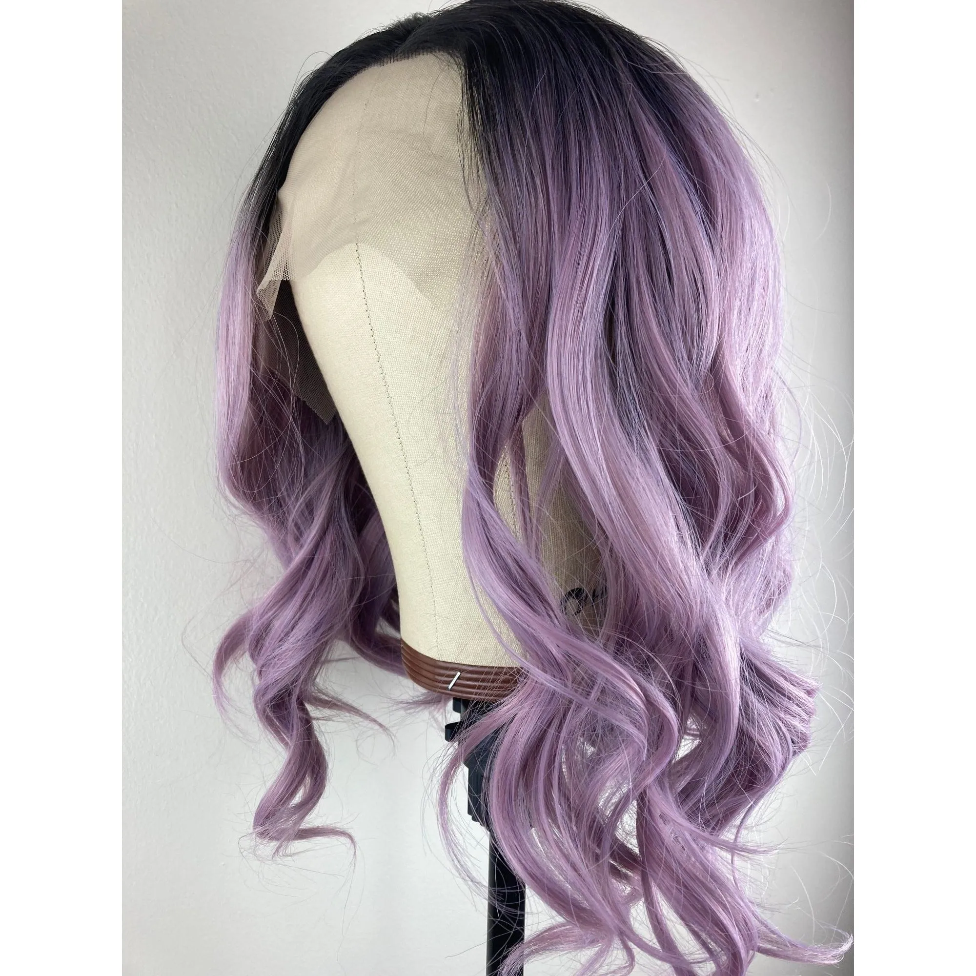 Lilac Purple Wig,Short Bob Wigs,Black Roots Purple Wigs