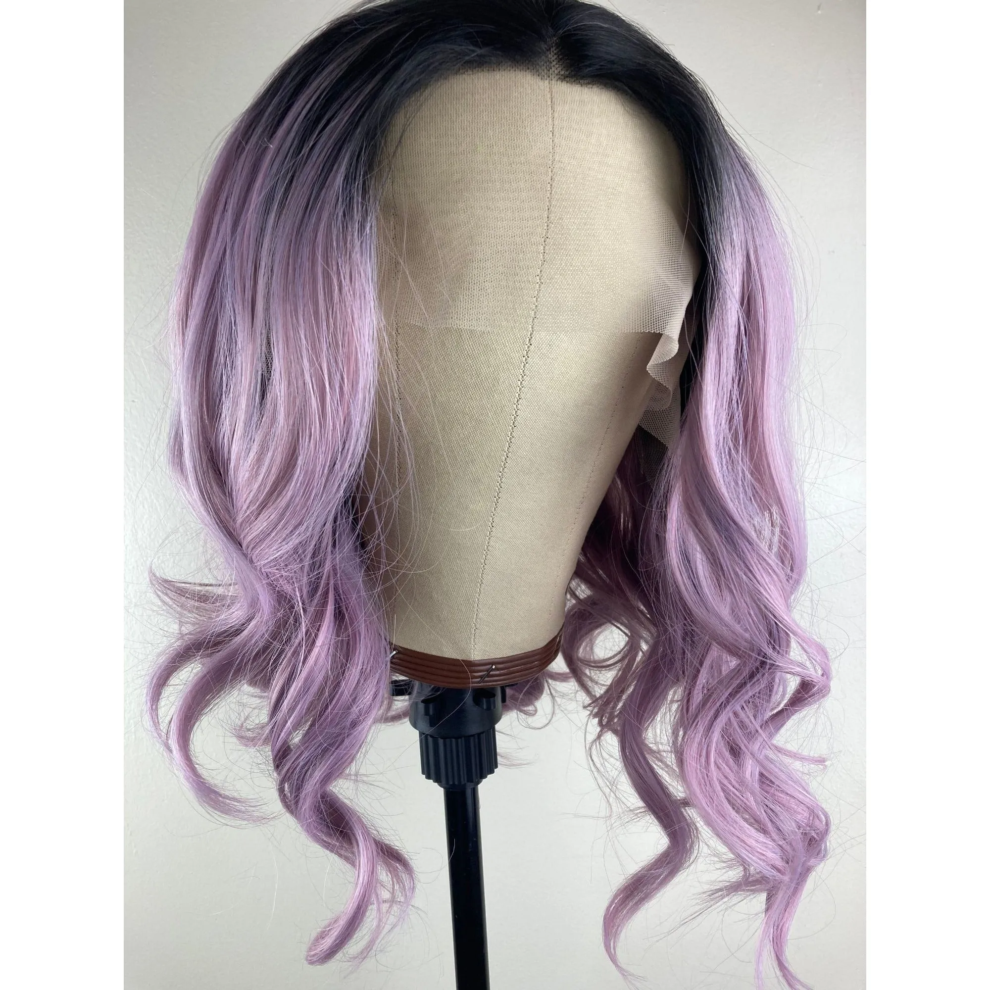 Lilac Purple Wig,Short Bob Wigs,Black Roots Purple Wigs