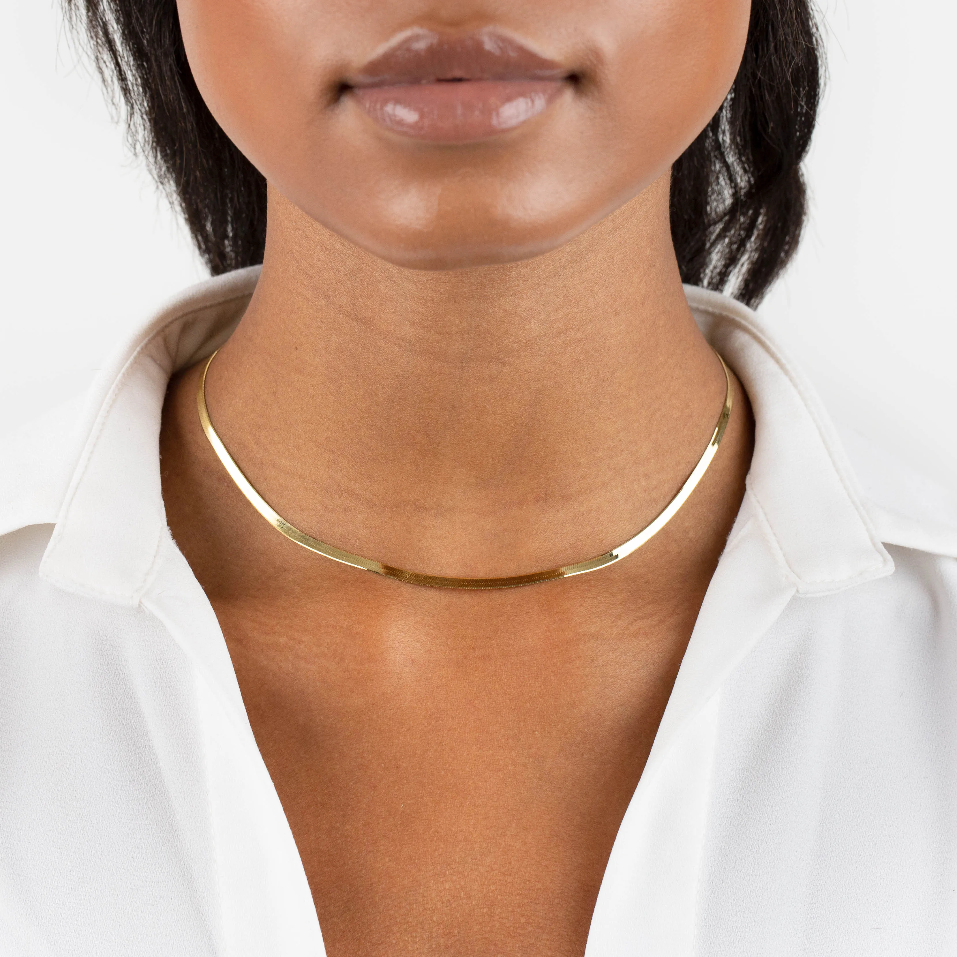Liquid Herringbone Necklace 14K