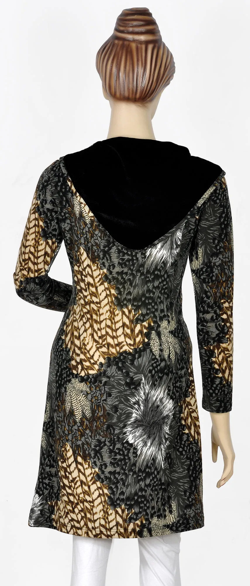 Long Grey Black Top in Velvet