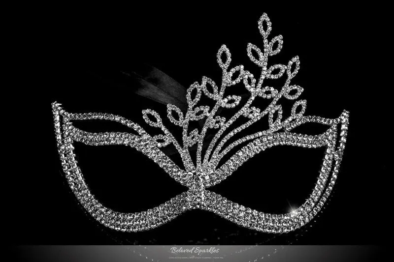 Lorelle Leaves Statement Masquerade Mask | Silver | Crystal