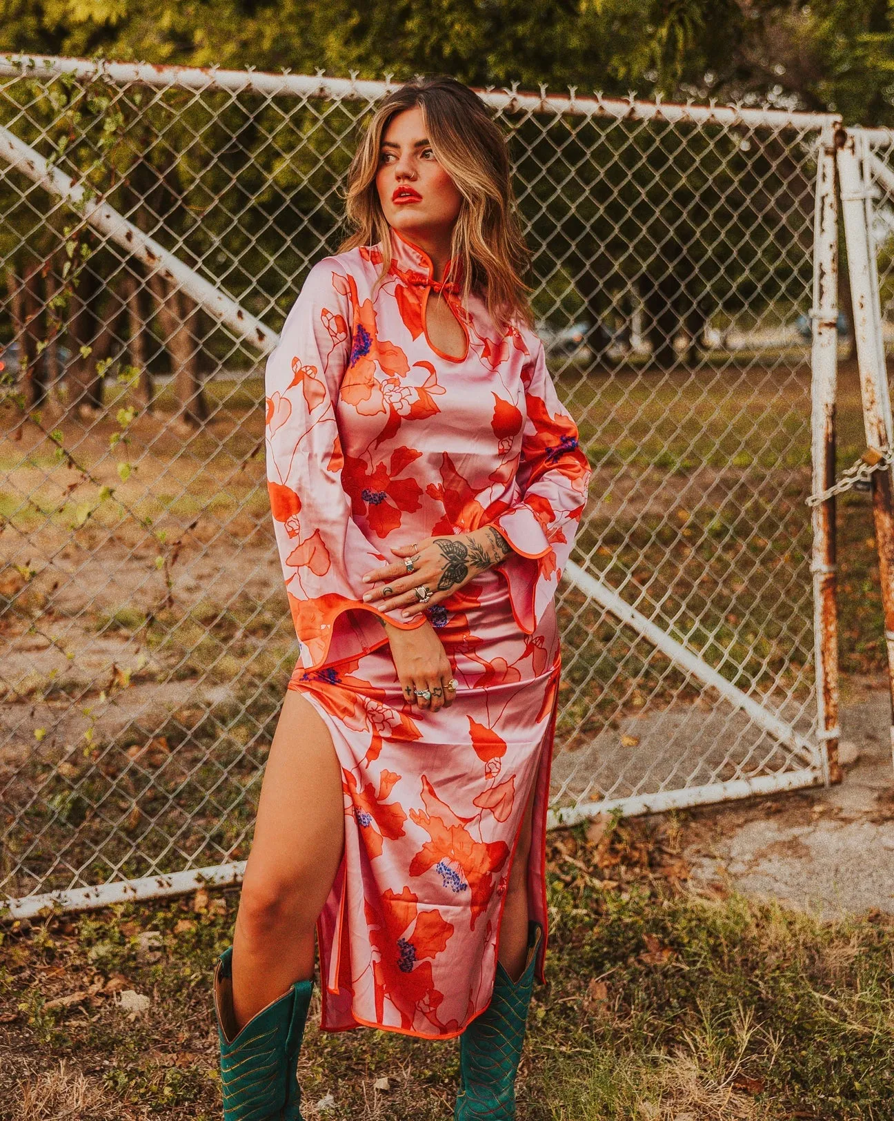 Lou Satin Midi Dress
