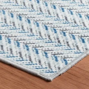 Lowell Blue Machine Washable Rug