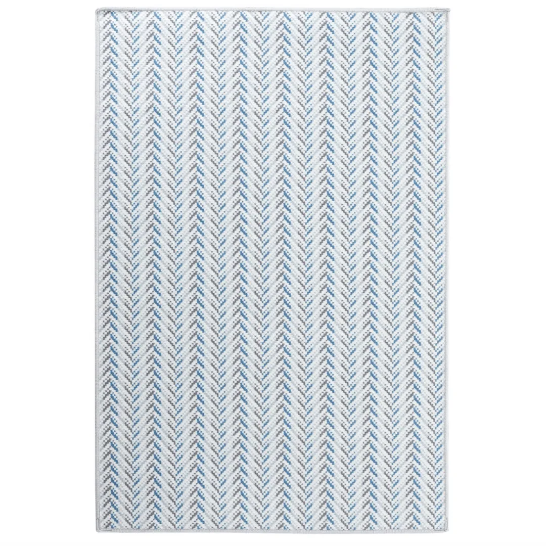 Lowell Blue Machine Washable Rug