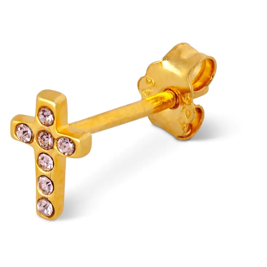 Lulu Copenhagen Cross Crystal  Earring Gold