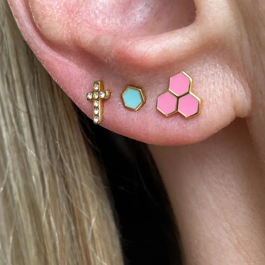 Lulu Copenhagen Cross Crystal  Earring Gold