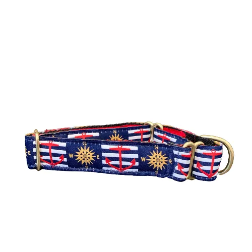 Mackenzie Martingale Collar Anchors & Stripes