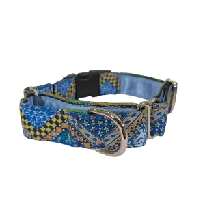 Mackenzie MARTINGALE Collar w/Buckle Blue Bandana & Paisley