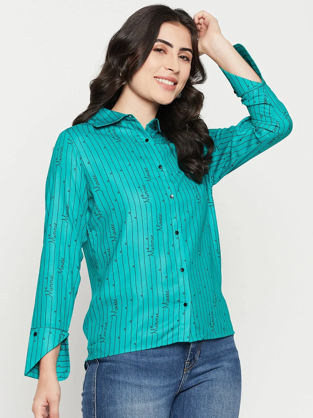 Madame Disney Printed Green Shirt