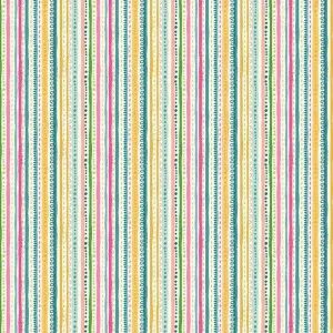 Makower Fabrics | In The Jungle |  Doodle Stripe | Pink