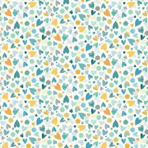 Makower Fabrics | In The Jungle | Hearts | Teal