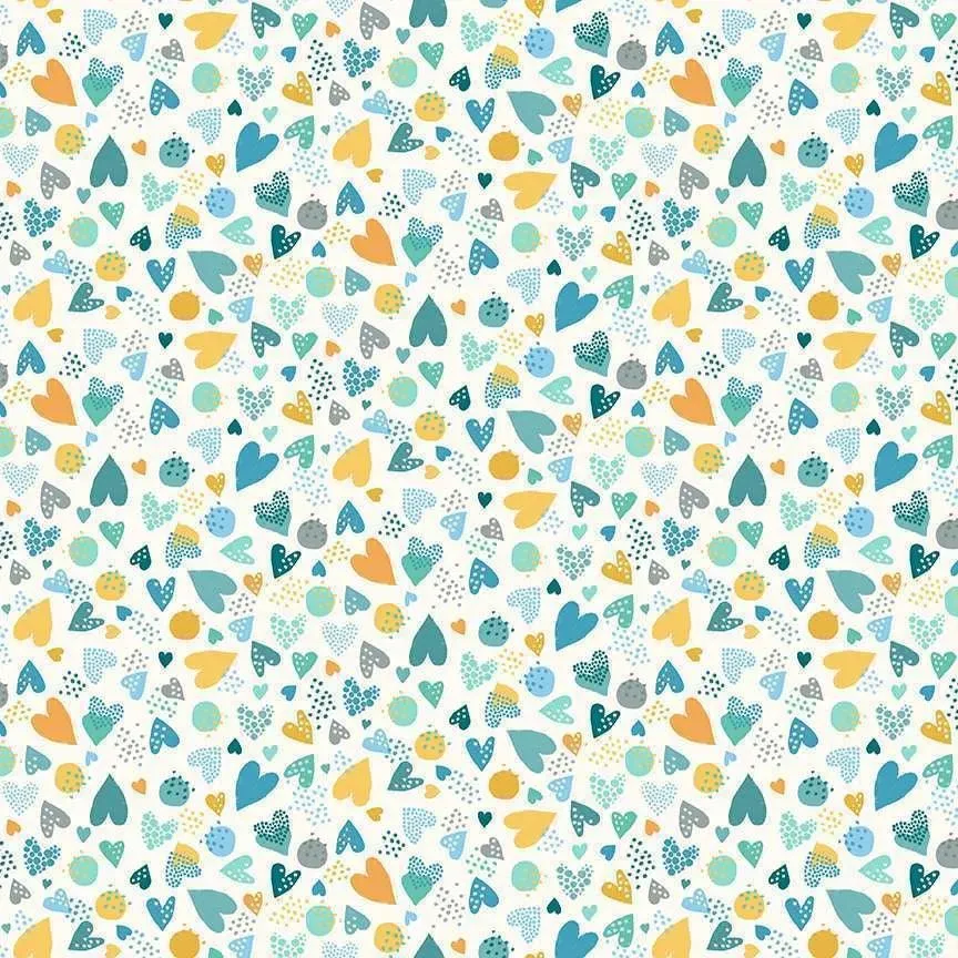 Makower Fabrics | In The Jungle | Hearts | Teal