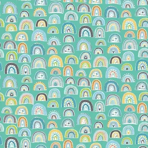 Makower Fabrics | In The Jungle | Rainbow | Teal