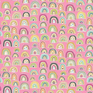 Makower Fabrics | In The Jungle | Rainbows | Pink
