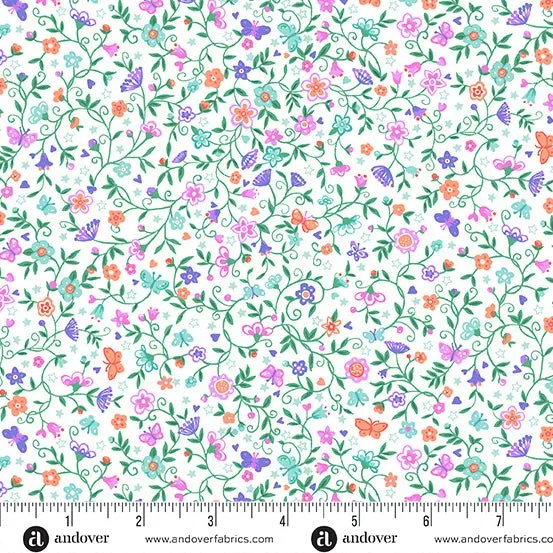 Makower Fairy Dust | Flower Trail | White
