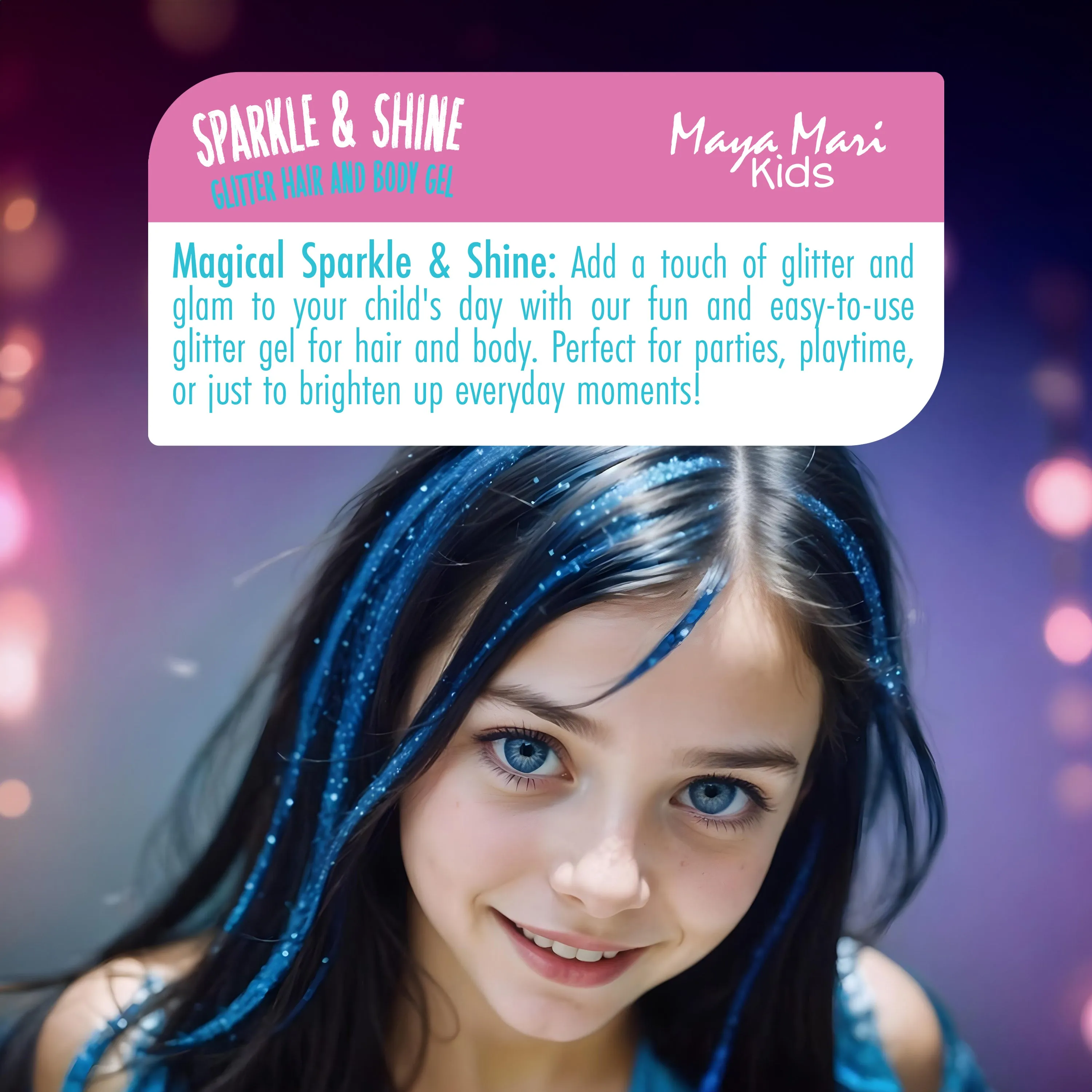 Maya Mari Kids Sparkle & Shine Glitter Hair and Body Gel, 6 fl oz - Sulfate, Paraben & Cruelty-Free