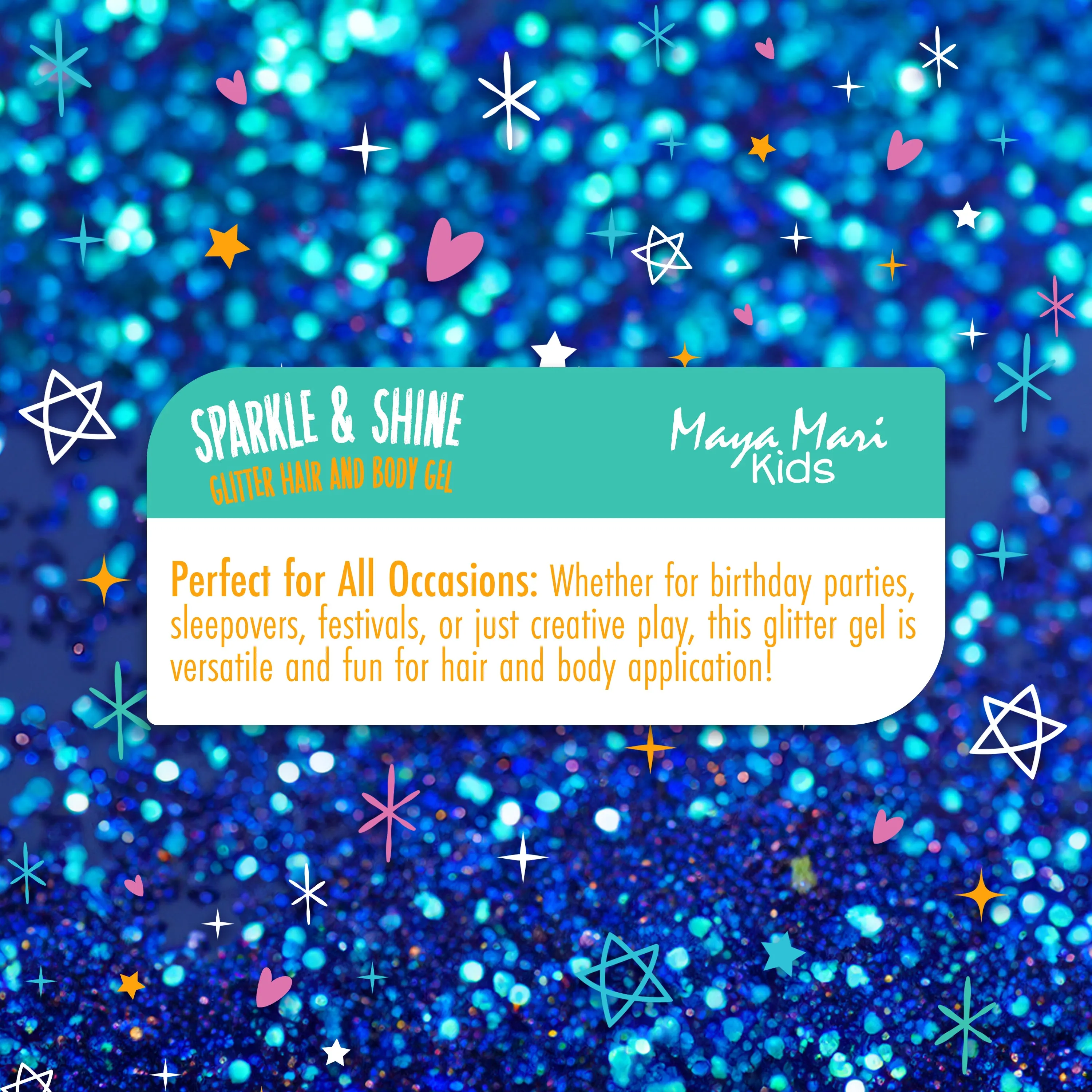 Maya Mari Kids Sparkle & Shine Glitter Hair and Body Gel, 6 fl oz - Sulfate, Paraben & Cruelty-Free