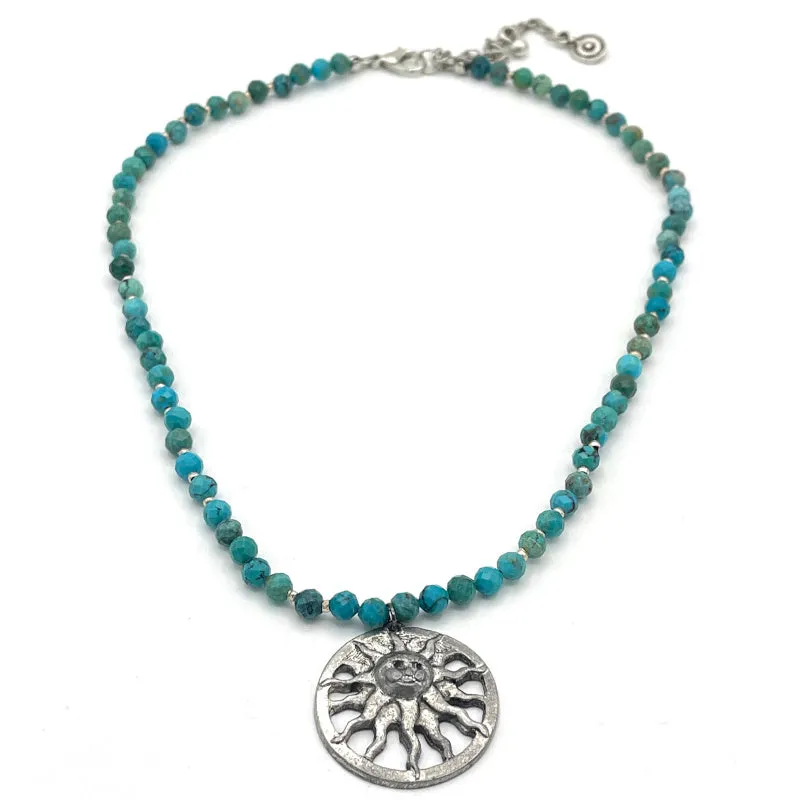 Metzke Pewter Sun Pendant Necklace
