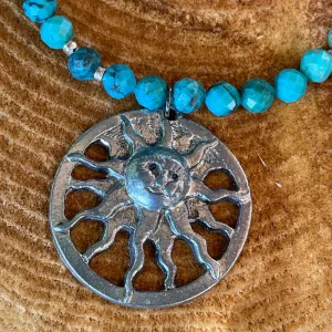 Metzke Pewter Sun Pendant Necklace