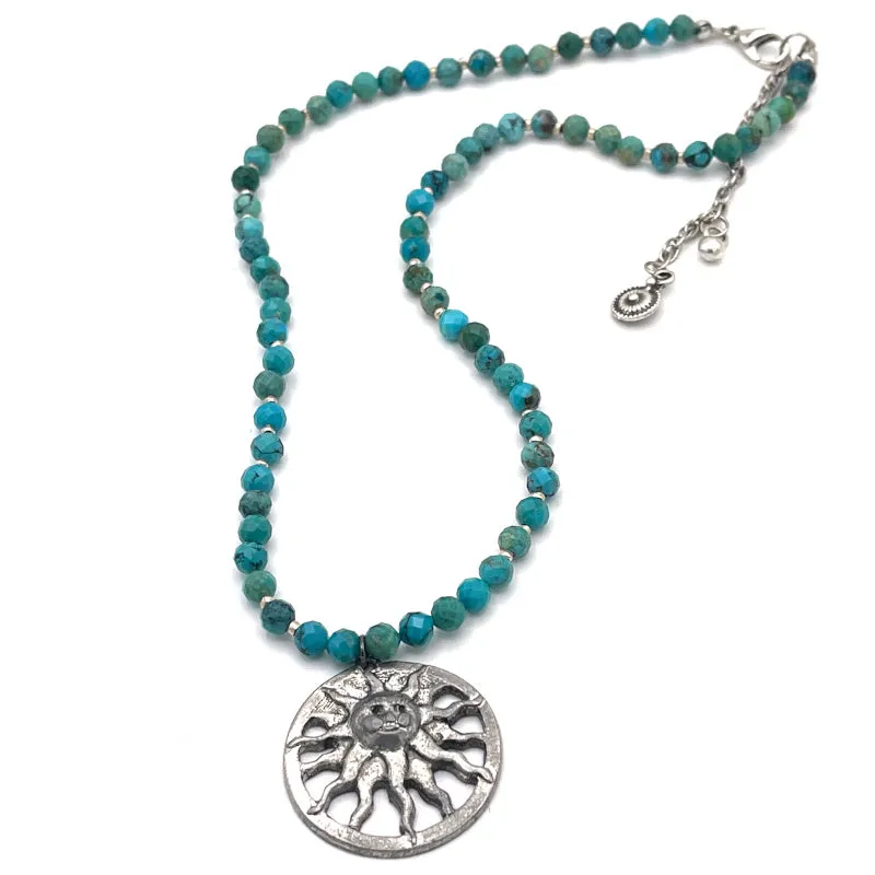 Metzke Pewter Sun Pendant Necklace