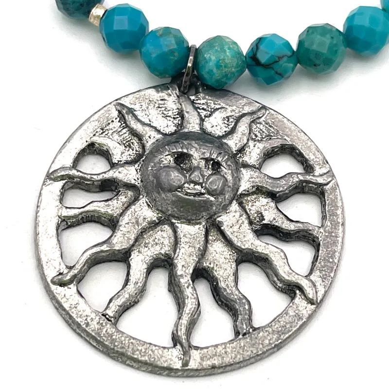 Metzke Pewter Sun Pendant Necklace