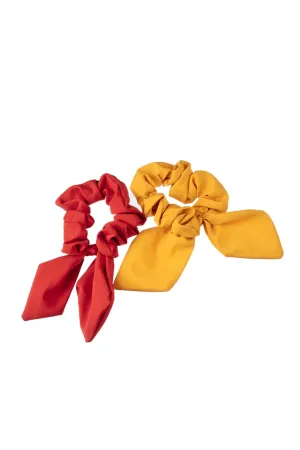 MITA HS4692CD Mustard & Ruby Red Satin Scrunchie Bows 2 Pack