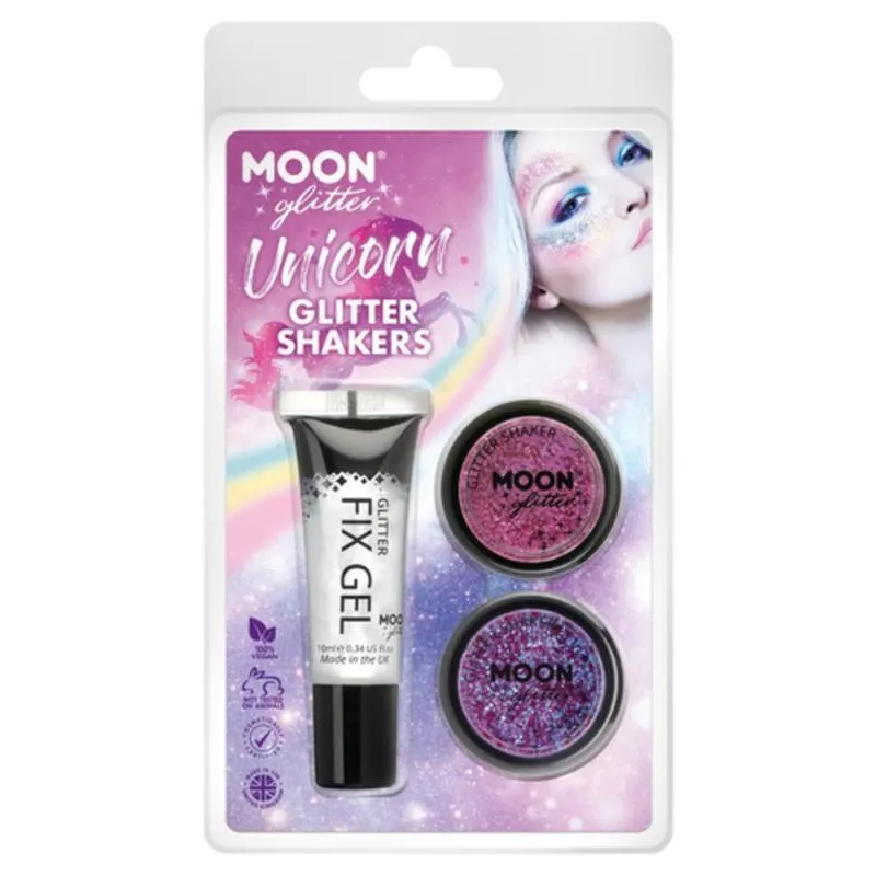Moon Glitter Themed Clamshells, Pink Glitter Shakers