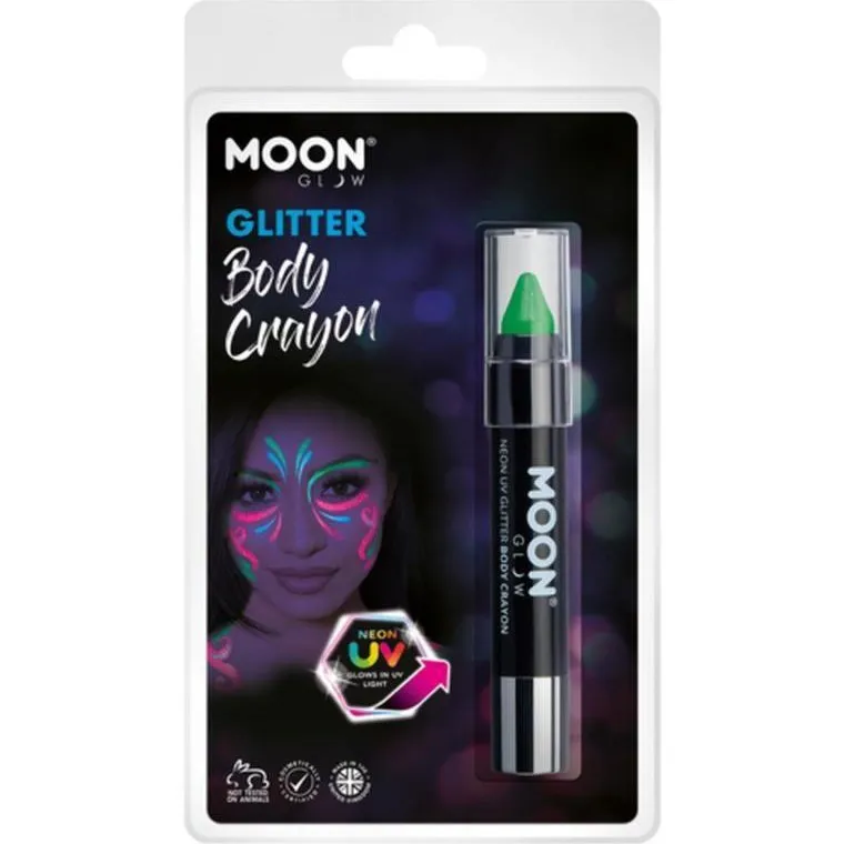 Moon Glow Neon Uv Glitter Body Crayons, Green